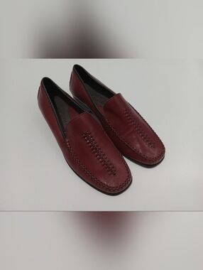 Cole Haan Dk Red Leather Justina Woven Loafers Women’s 6B